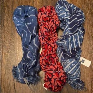 Three fashion scarves (blue & pink pattern)